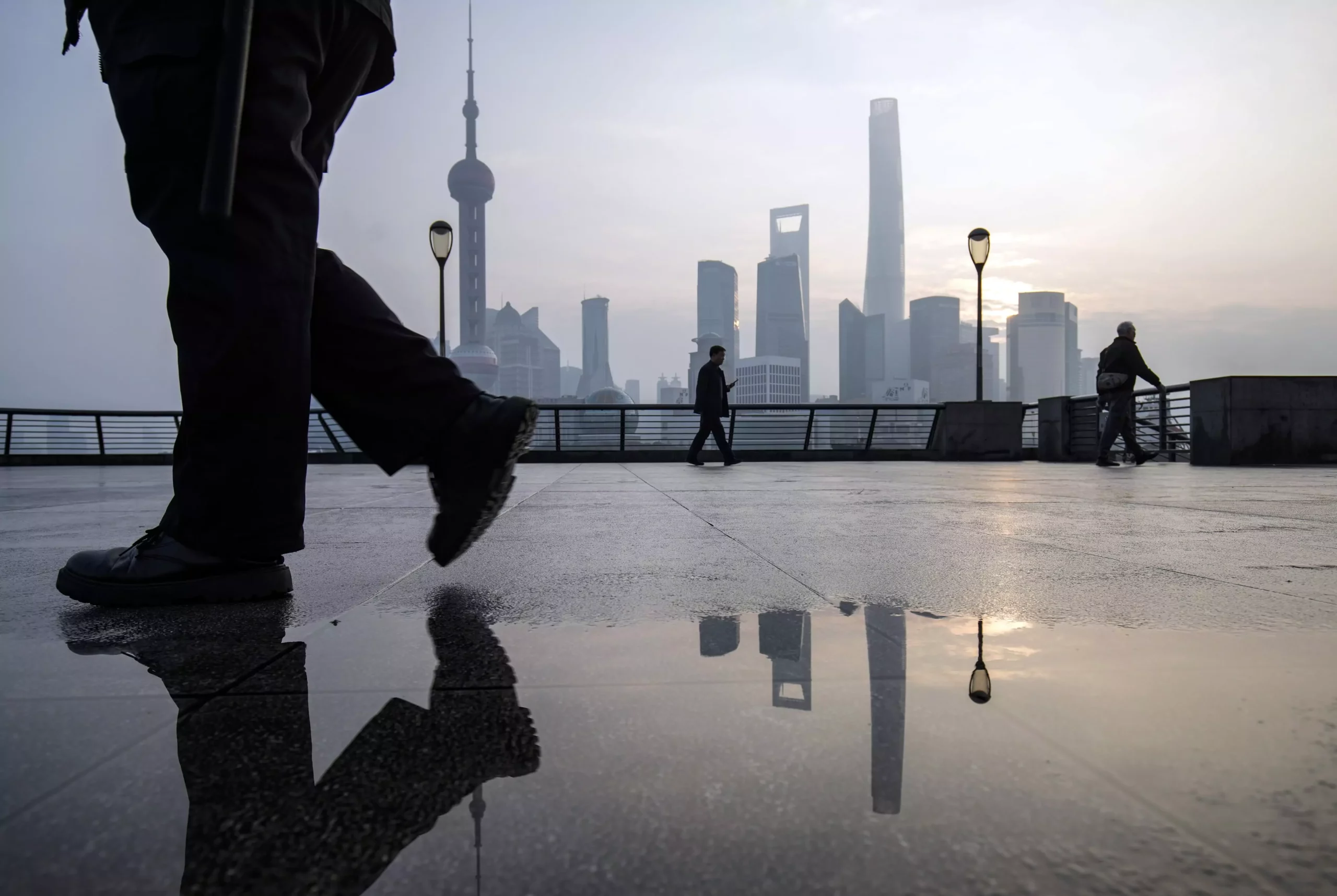 Shanghai skyline and office space