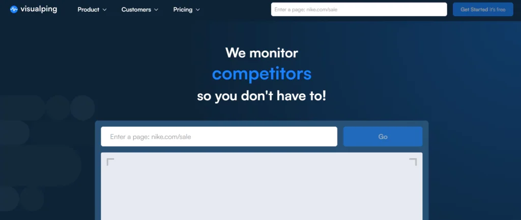 Visualping competitive intelligence software