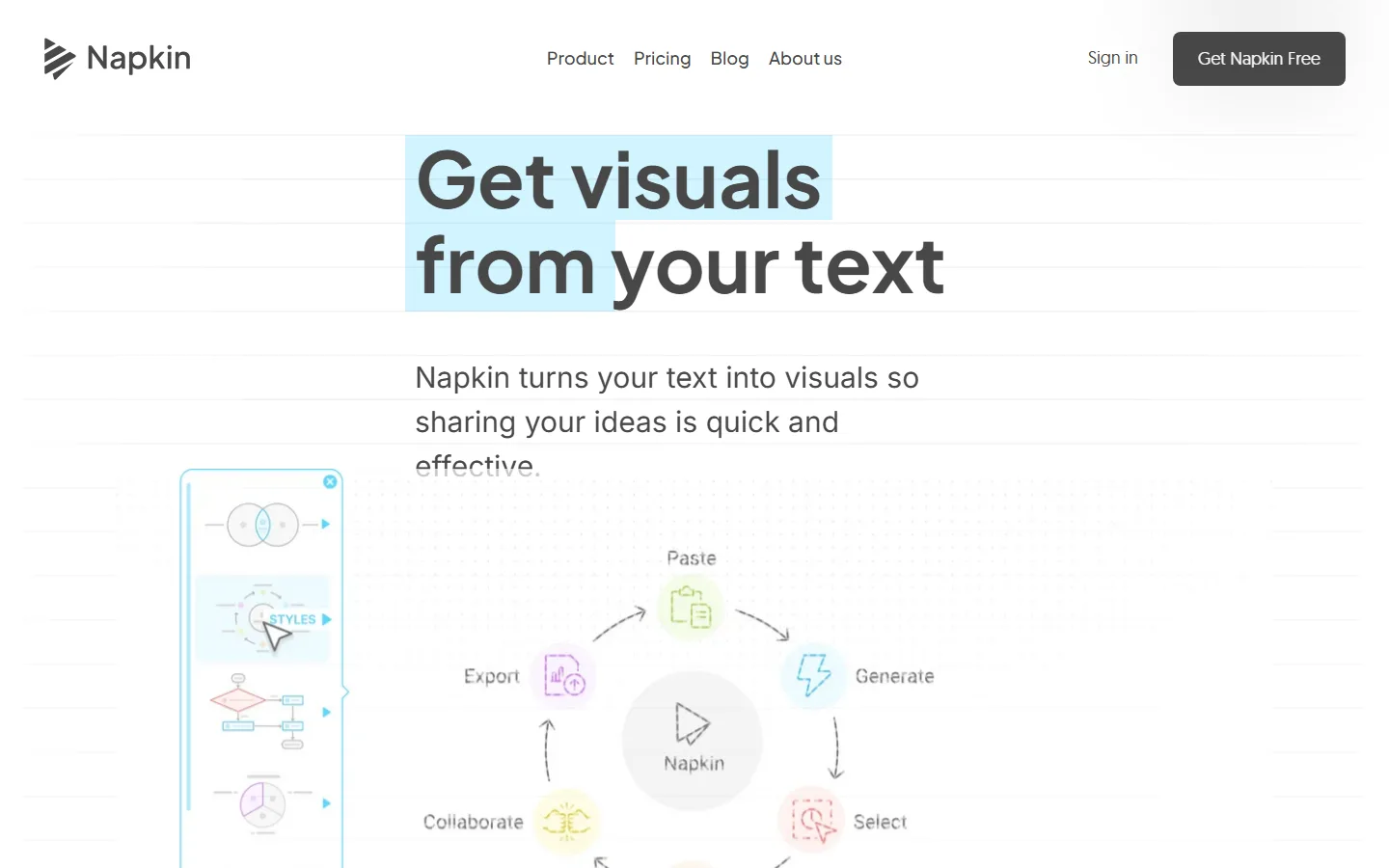 Napkin AI homepage