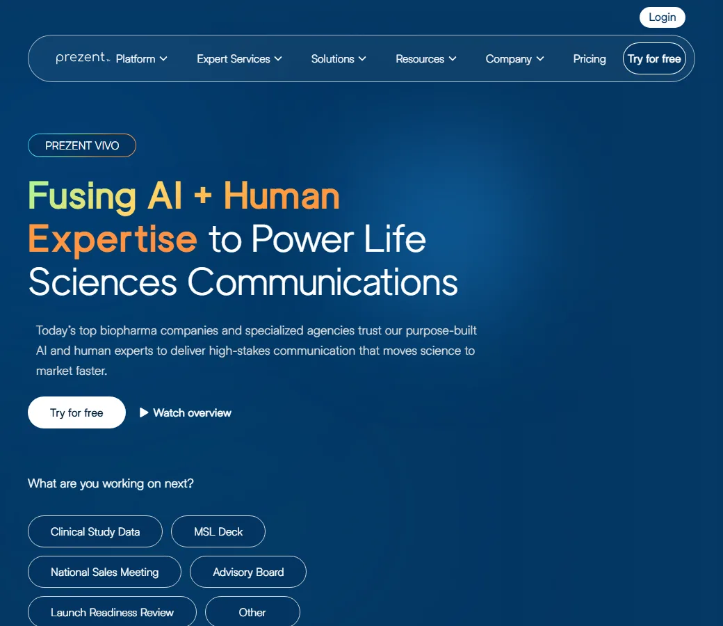 Prezent homepage